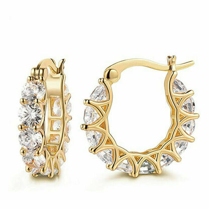 Silver & Gold Plated Hoop Earrings with Cubic Zirconia