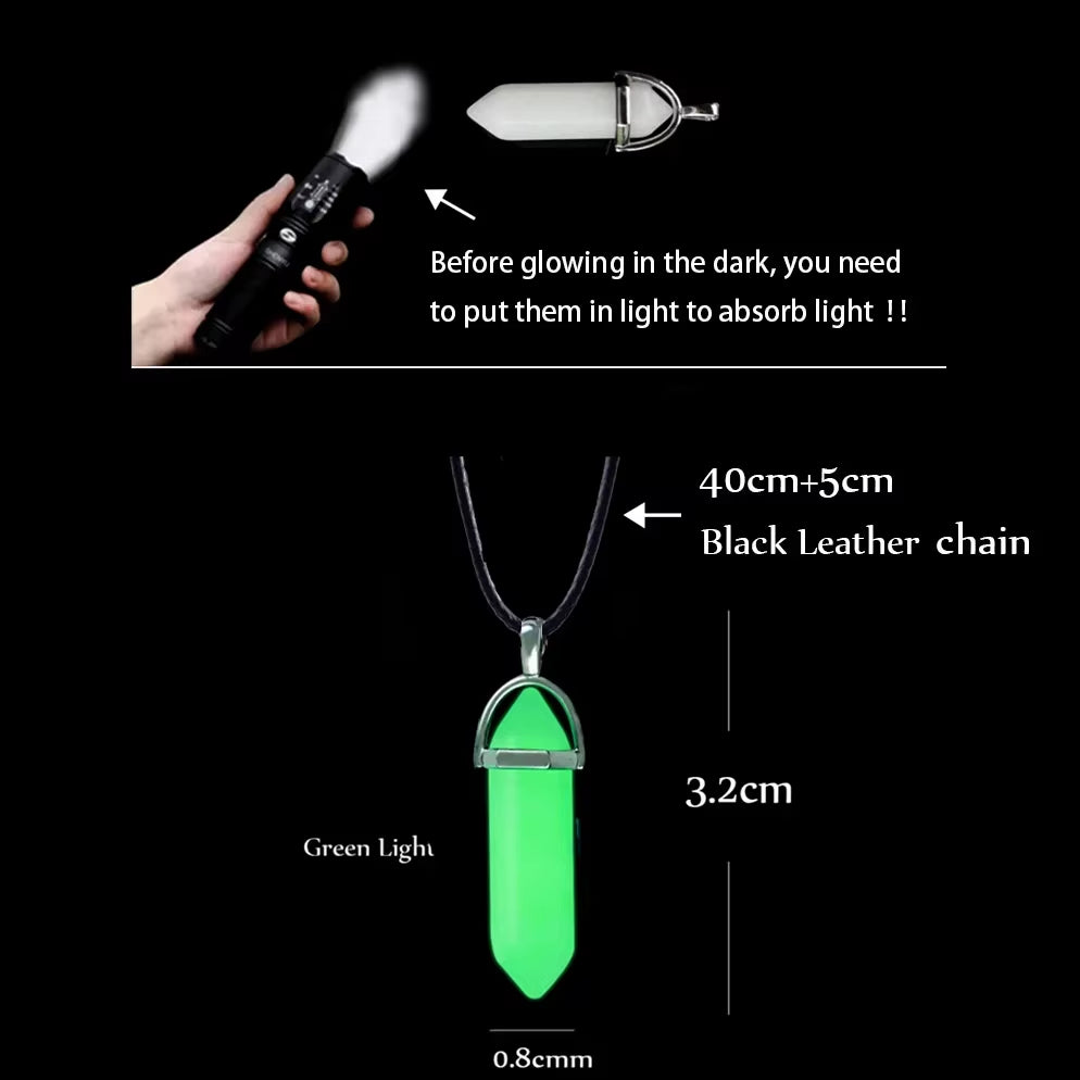 Noctilucent Glowing Necklace: Hexagonal Bullet Pendant