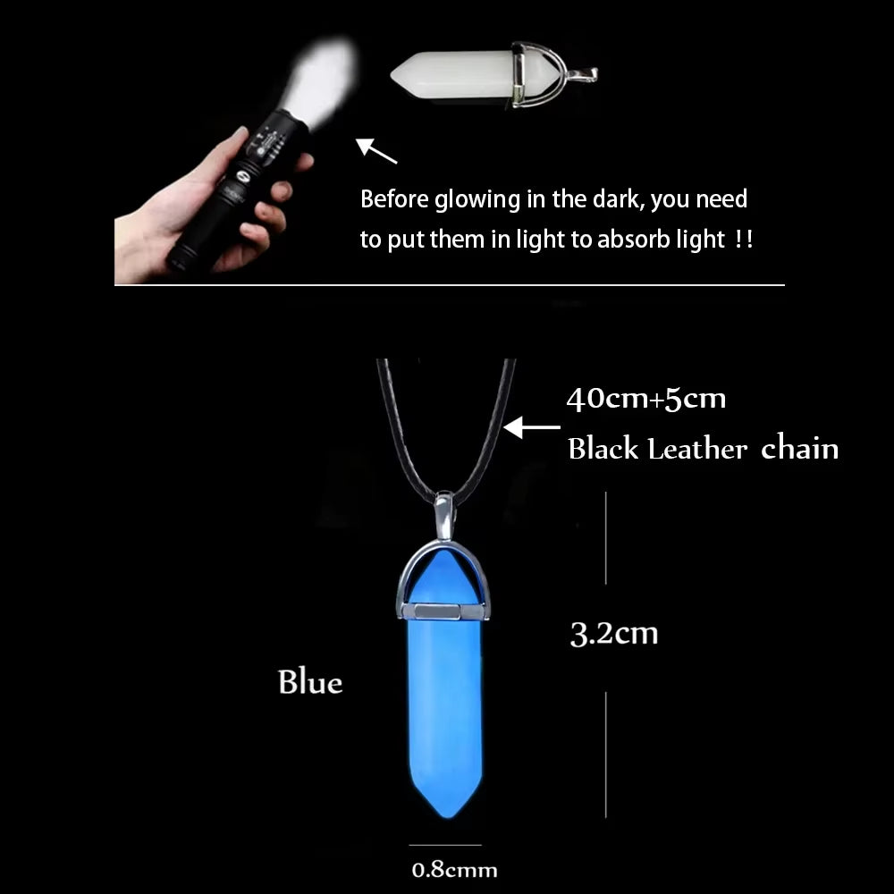 Noctilucent Glowing Necklace: Hexagonal Bullet Pendant