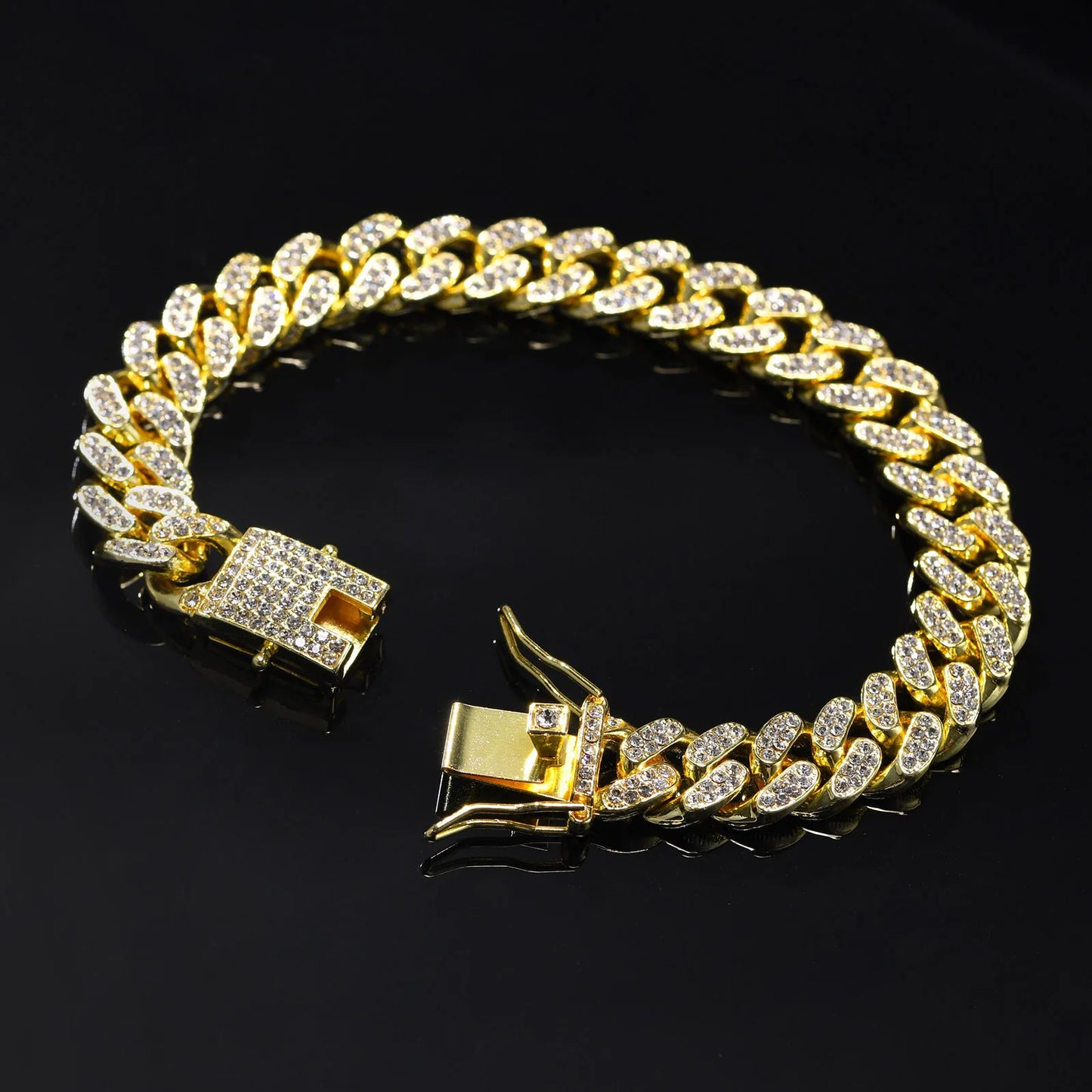  Cuban Chain Bracelet: Iced Out Rhinestones