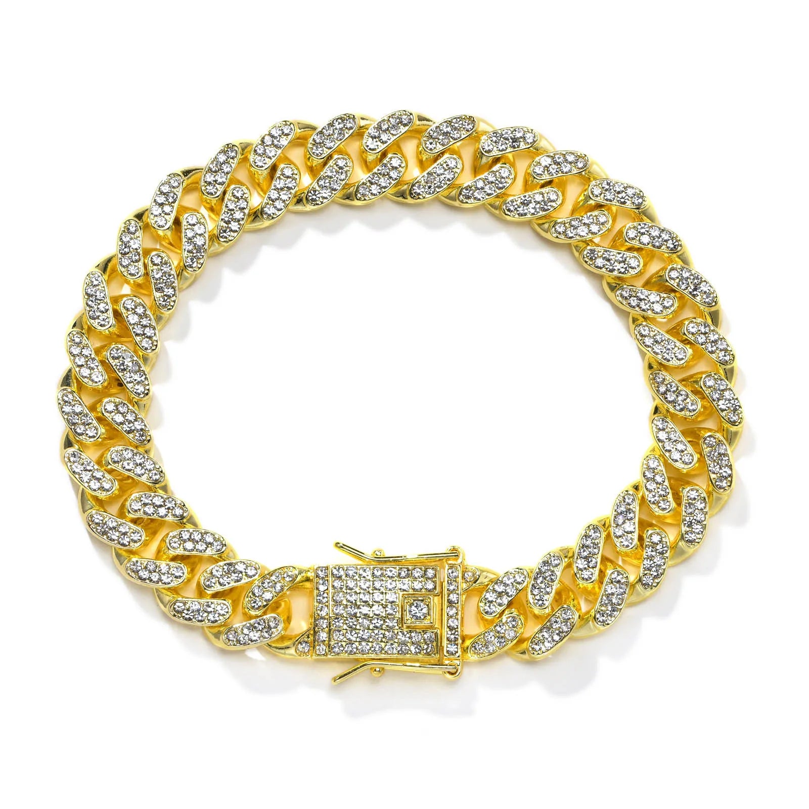  Cuban Chain Bracelet: Iced Out Rhinestones