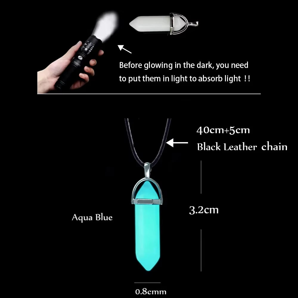 Noctilucent Glowing Necklace: Hexagonal Bullet Pendant