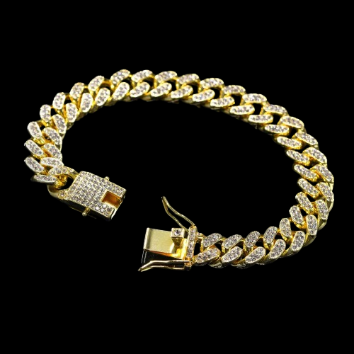 Cuban Chain Bracelet: Iced Out Rhinestones