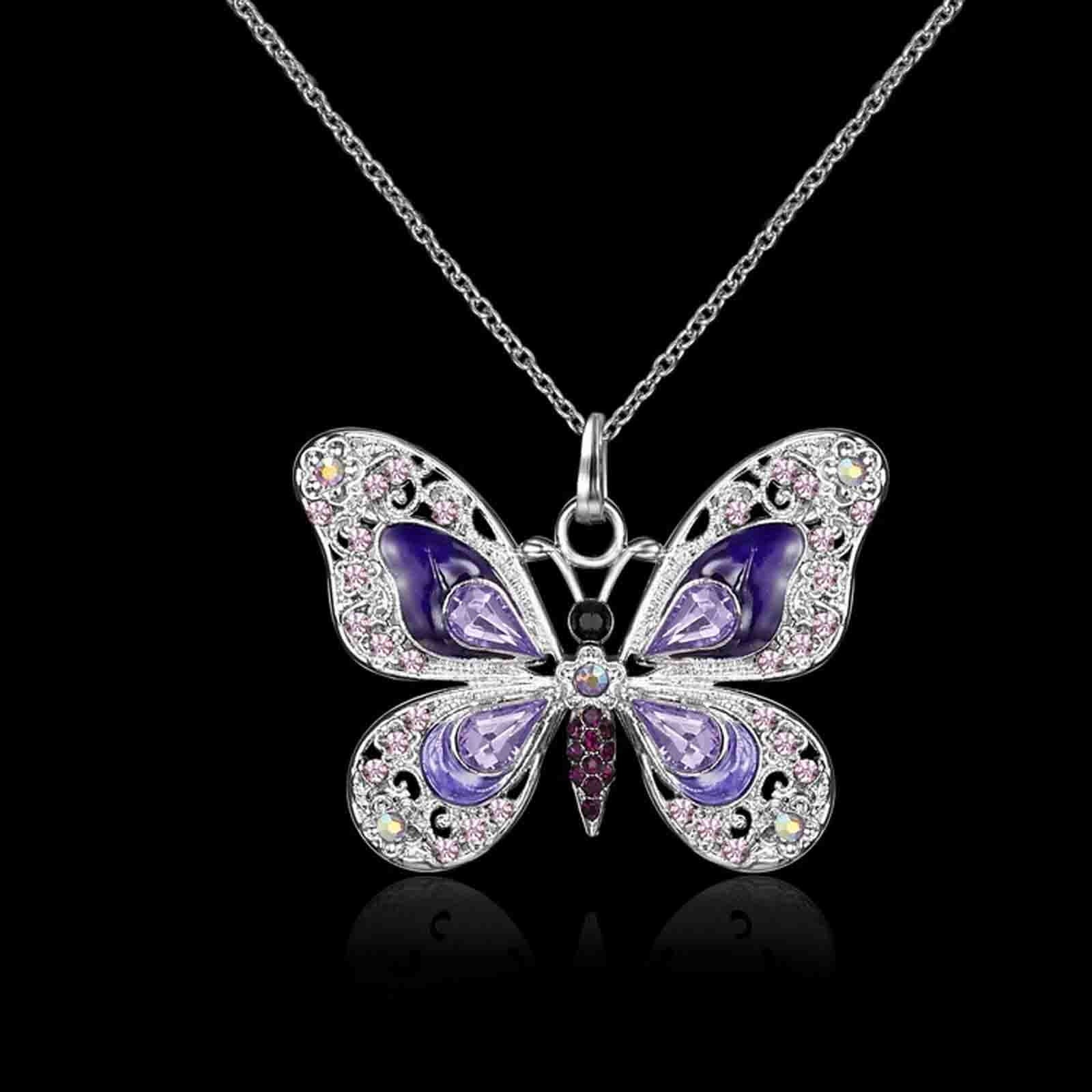 Butterfly Opal Necklace: Silver Pendant