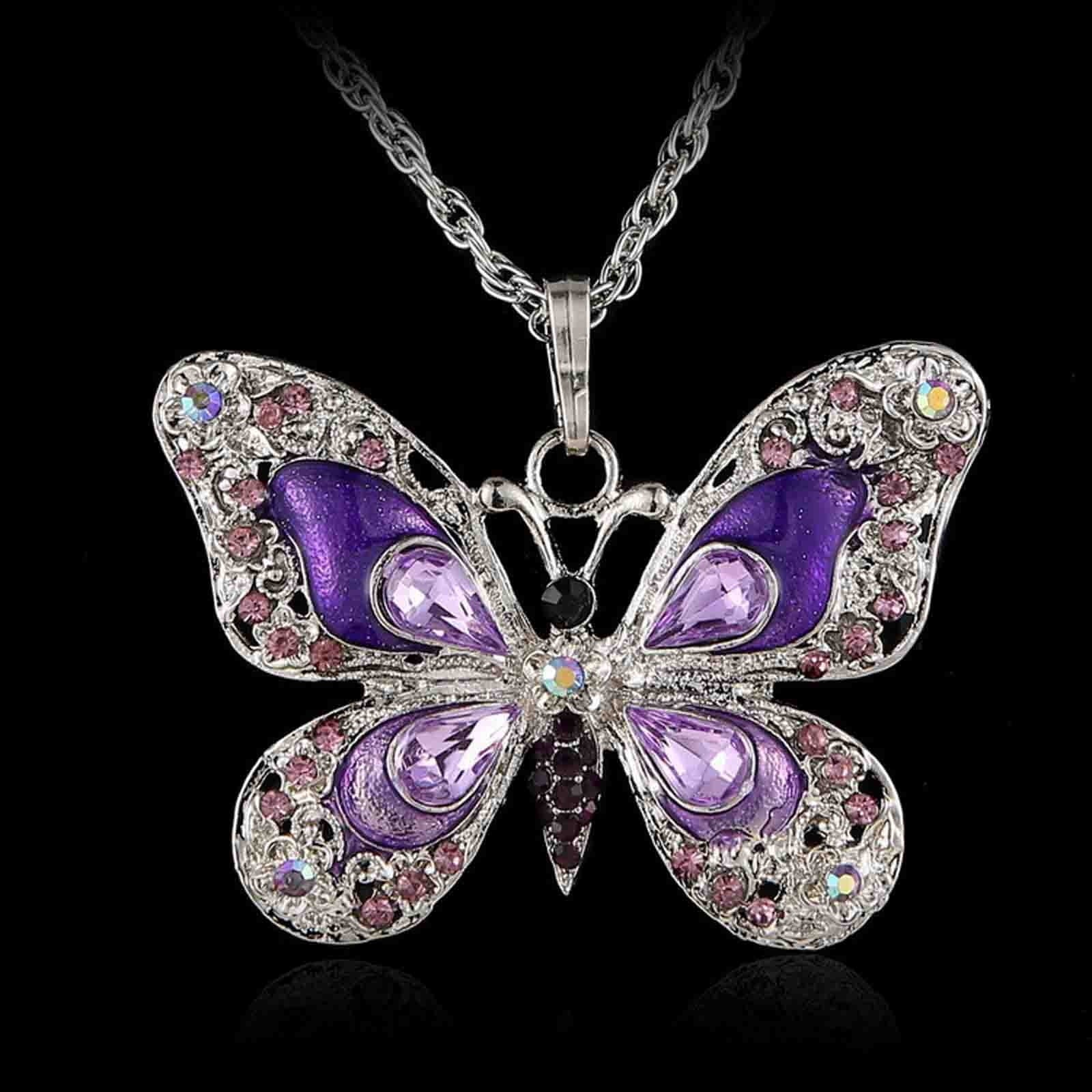 Butterfly Opal Necklace: Silver Pendant