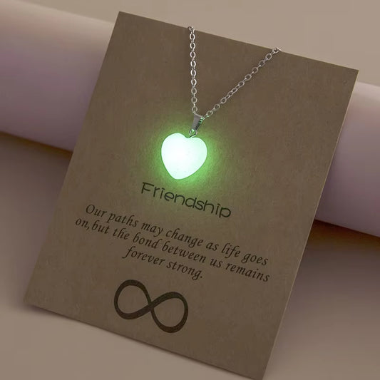 "Luminous Glow Necklace: Radiant Star & Heart Pendant"