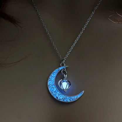 Glowing Moon & Star Pendant Necklace